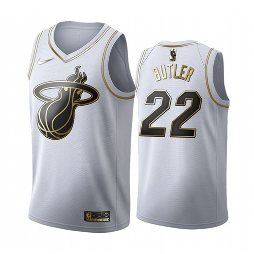 Men's Miami Heat #22 Jimmy Butler White 2019 Golden Edition Stitched NBA Jersey